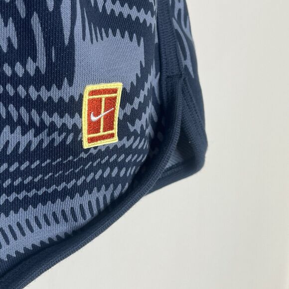 Nike Court Heritage Shorts Blue Geometric Print Womens L Knit Loose Fit - Picture 2 of 9